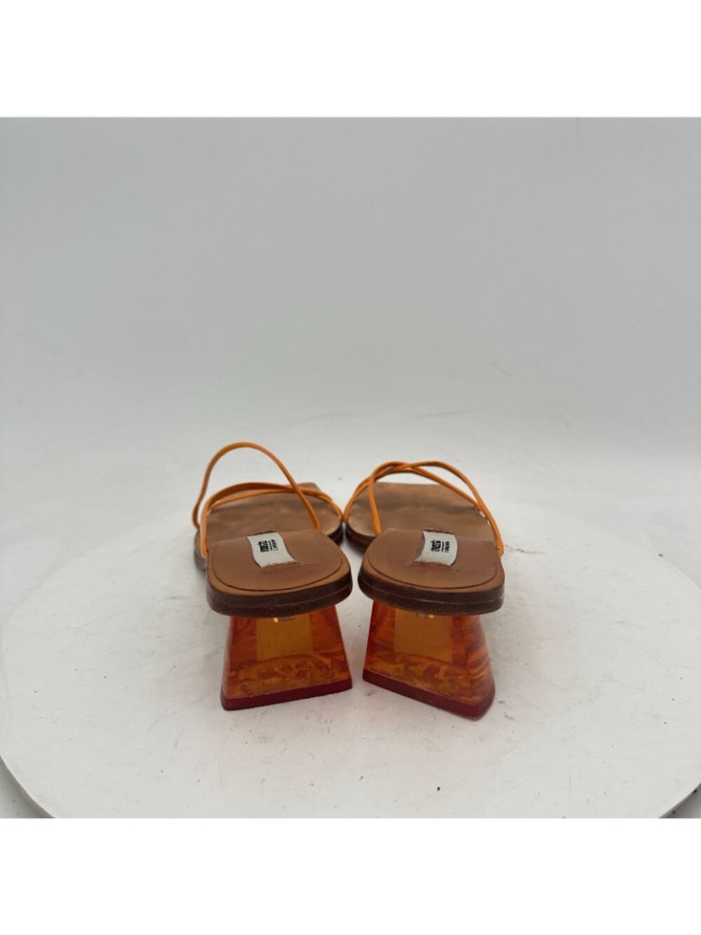 Miista Women Size EU 36 US 6 Orange Slim Leather Strap Tranculent Heel Sandal - Picture 5 of 12
